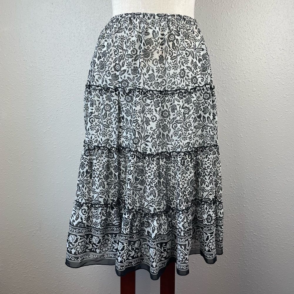 Dressbarn Boho Floral Midi Skirt Size S EUC